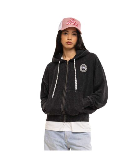 Sweat zippé à capuche femme relax fit acid wash avec patch Palm Patch Vondutch