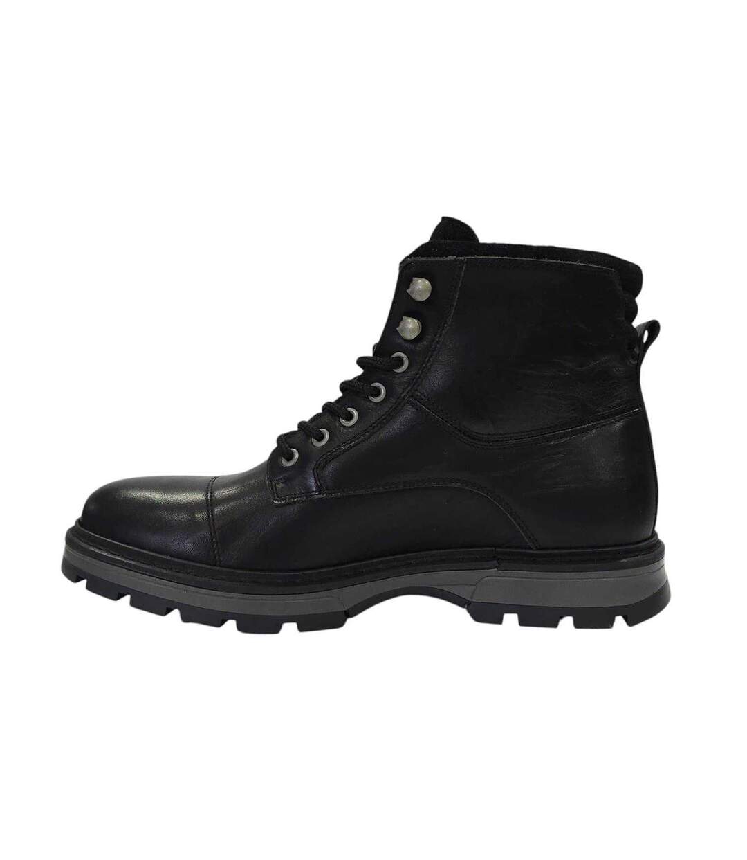 Mens Ralf Leather Round Toe Hiking Boots Black Firetrap-3