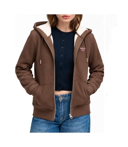 Sweat marron femme superdry signature