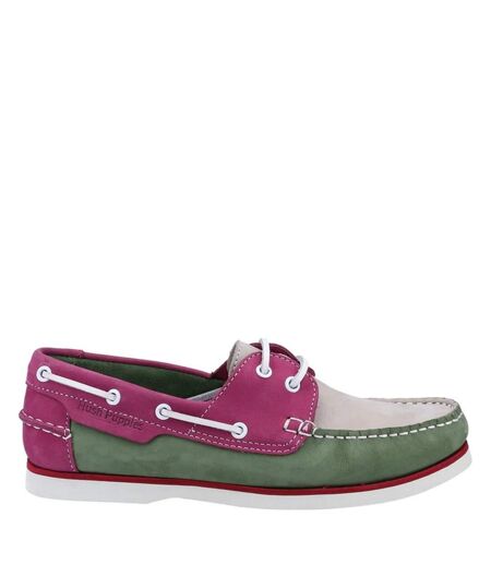 Womens/ladies hattie nubuck boat shoes green/pink/grey Hush Puppies