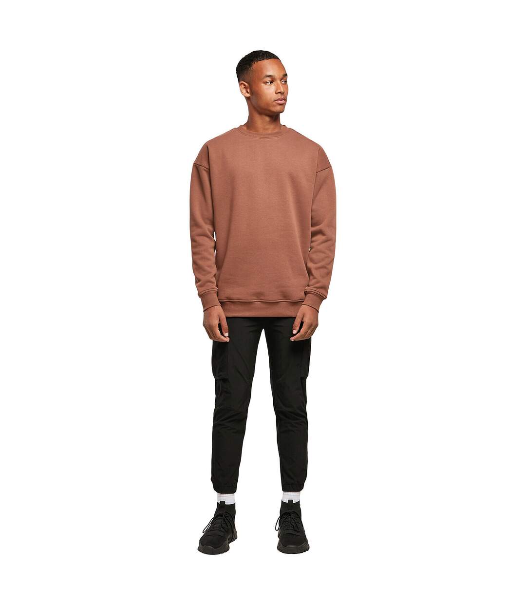 Mens crew neck plain sweatshirt bark Build Your Brand