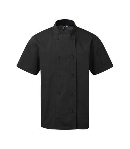 Premier Mens Coolchecker Short-Sleeved Chef Jacket (Black) - UTRW7932