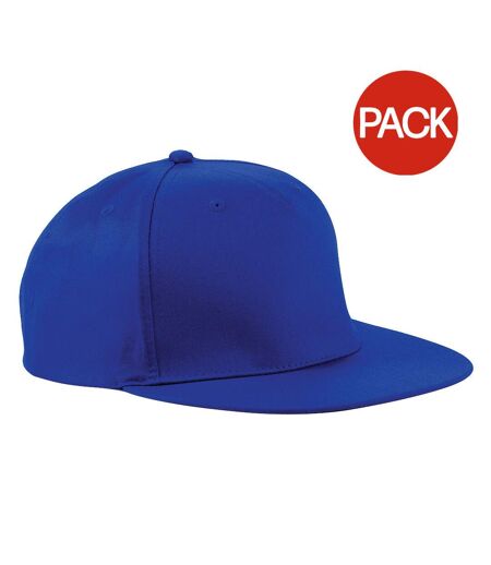 Beechfield Unisex 5 Panel Retro Rapper Cap (Pack of 2) (Bright Royal) - UTRW6724