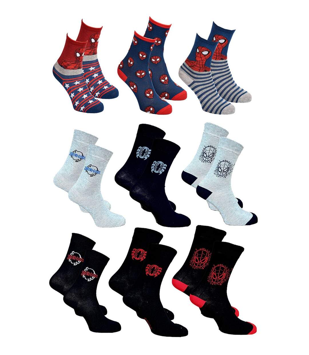 Chaussettes Pack HOMME SPIDERMAN Pack de 9 Paires Chaussettes SURPRISE