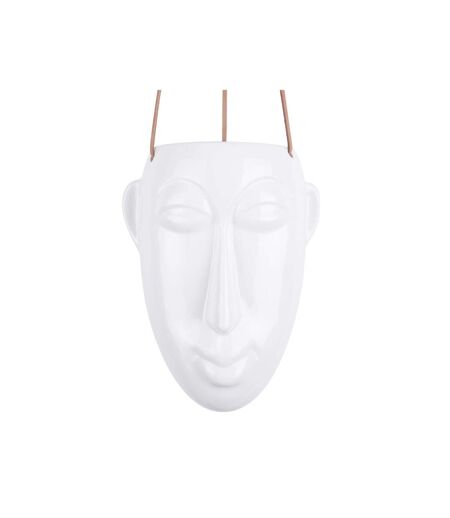 Cache-pot design suspendu Mask allongé - H. 25,5 cm - Blanc