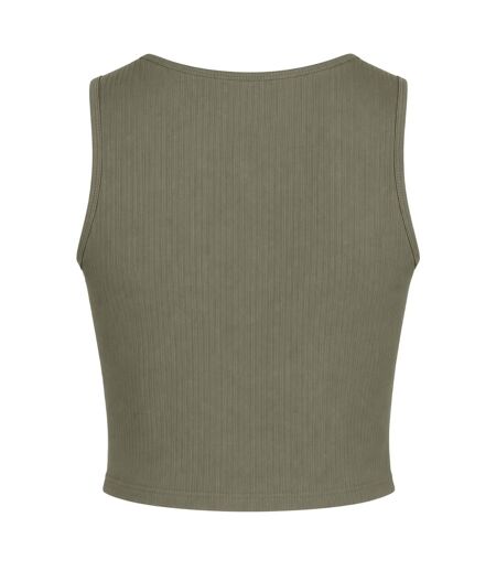Womens/ladies Cropped Slim Sleeveless Tank Top Deep Green Pieces