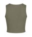 Womens/ladies Cropped Slim Sleeveless Tank Top Deep Green Pieces-2
