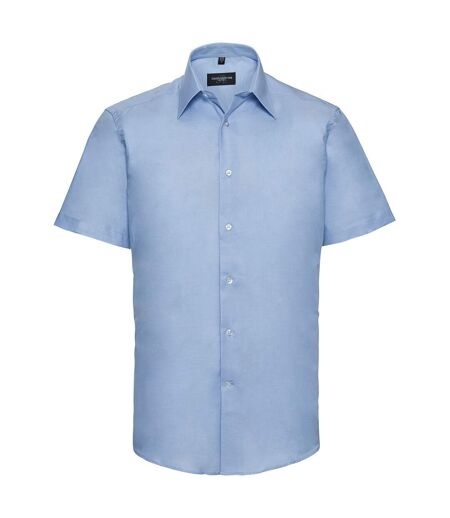 Mens oxford easy-care tailored shirt oxford blue Russell Collection