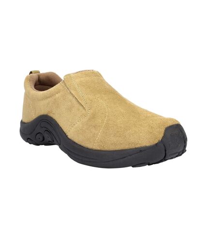 PDQ Womens/Ladies Real Suede Ryno Slip-On Casual Trainers (Taupe) - UTDF139