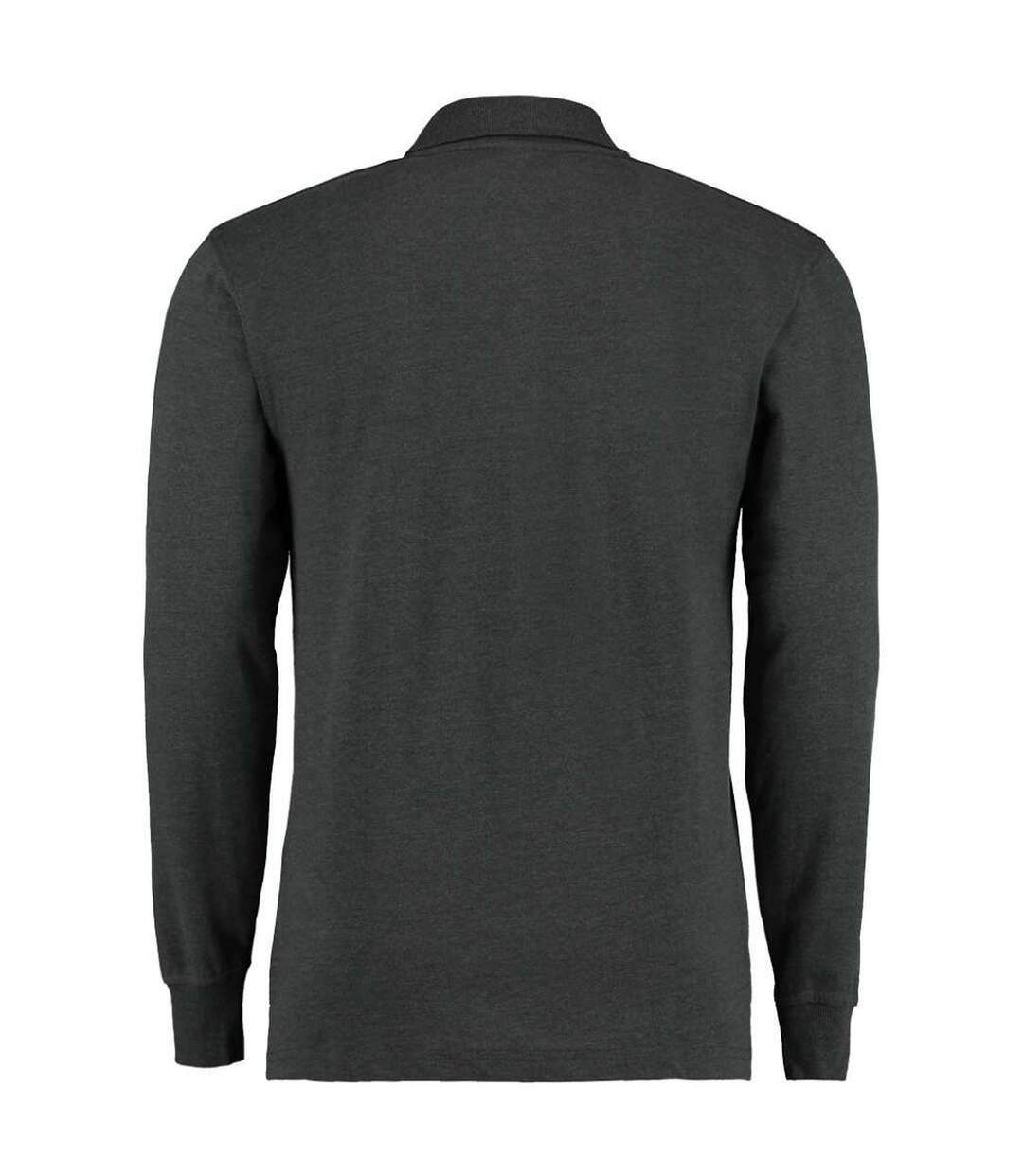 Mens Pique Long-sleeved Polo Shirt Graphite Kustom Kit-2