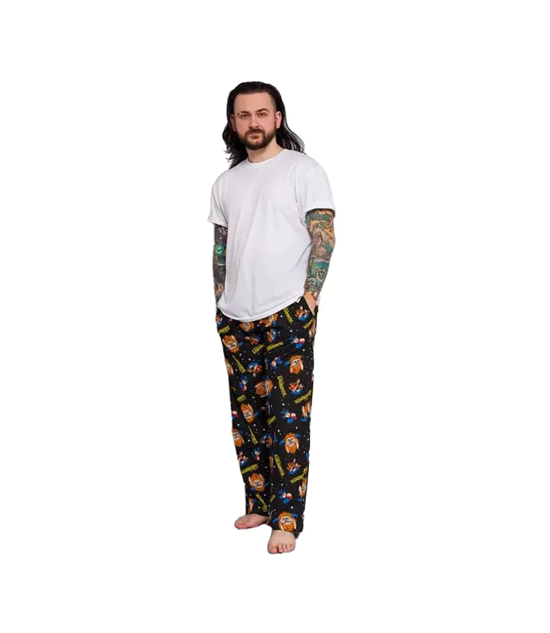 Mens Characters Lounge Pants Black Charcoal Labyrinth-1