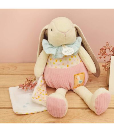Peluche lapin Ciboulette avec son doudou polyester collection DANS MON JARDIN
