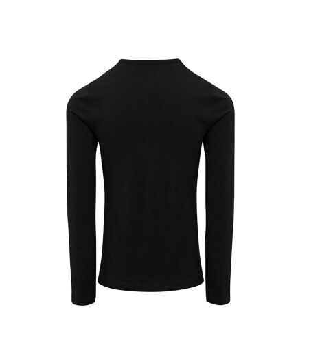 Womens/ladies Long John Roll Sleeve Tee Black Premier