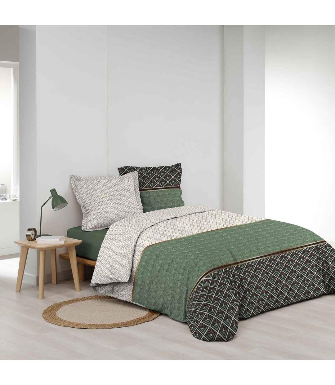 Parure de Lit 3 Pièces Belor 260x240cm Vert-2