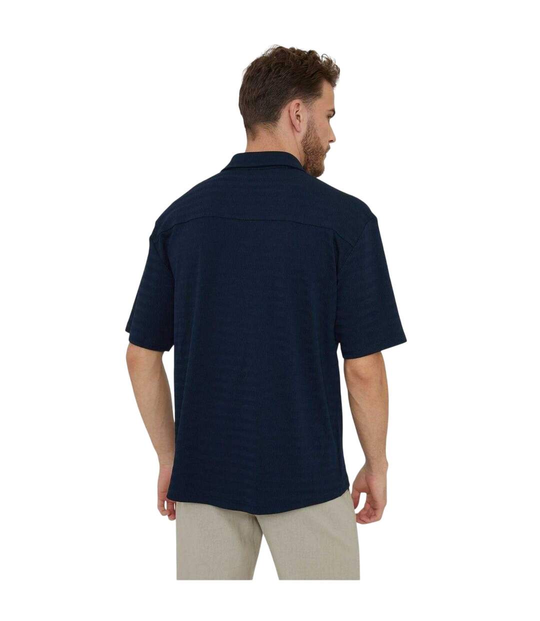 Mens Drewrea Short-sleeved Shirt Navy Threadbare-3
