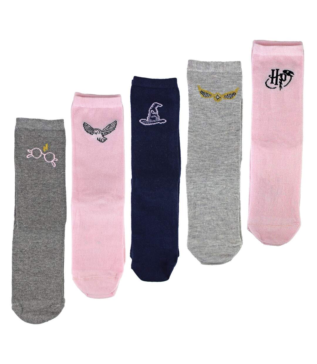 5 Pairs Ladies Cotton Novelty Socks - Harry Potter Pattern Comfortable Socks-3