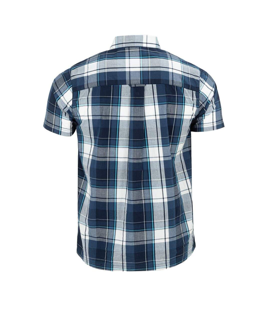 Mens Checkered Short-sleeved Shirt Navy White Giorgio-2