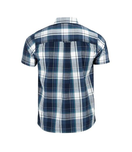 Mens Checkered Short-sleeved Shirt Navy White Giorgio