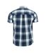 Mens Checkered Short-sleeved Shirt Navy White Giorgio-2