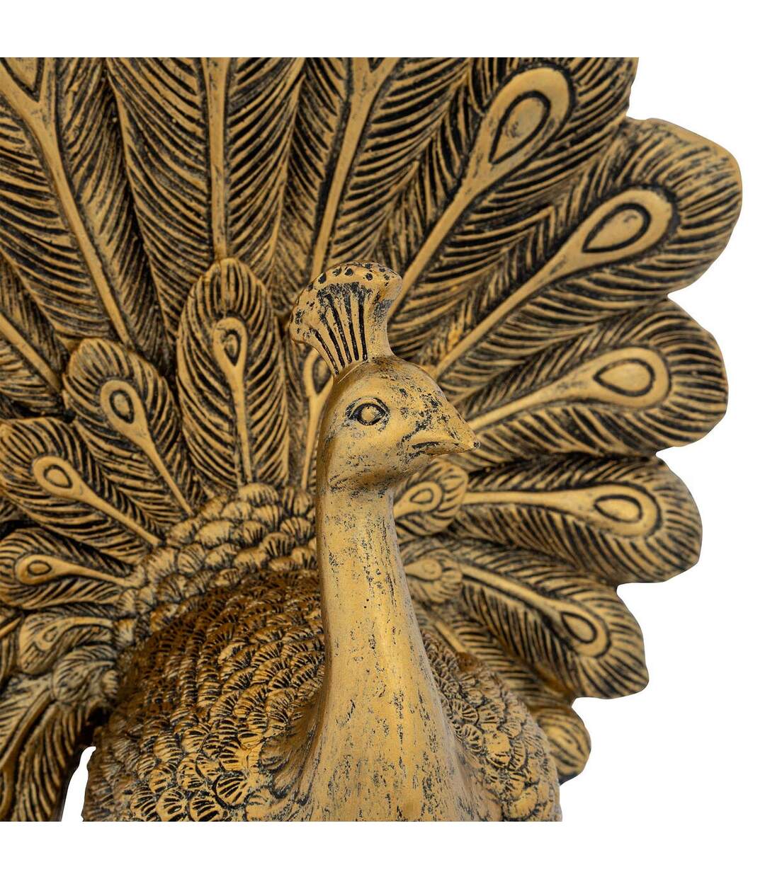 Statuette Oiseau Paon en Résine Wild Romance 27cm Doré-2
