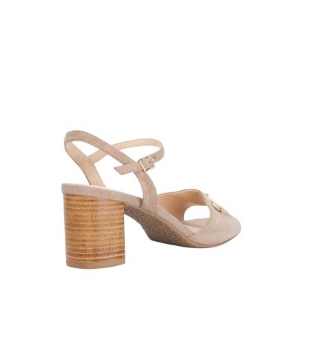 Womens/ladies Jayar Suede Block Heel Sandals Taupe Dune London