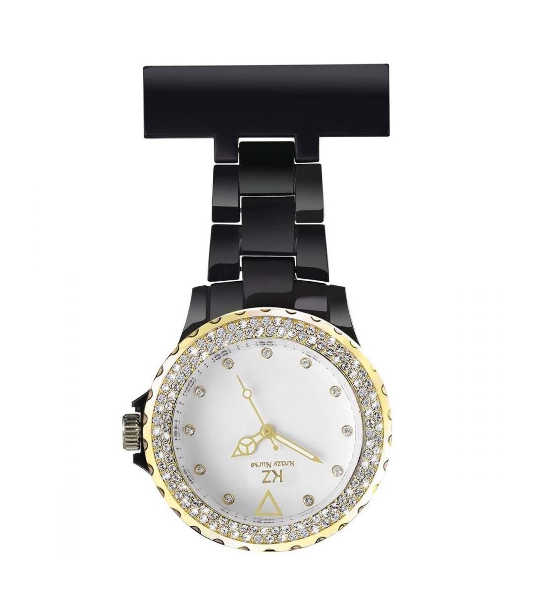 Jolie Montre Infirmière Plastique Noir Strass