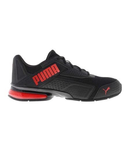 Mens Leader Bold Leather Trainers Black Red Puma