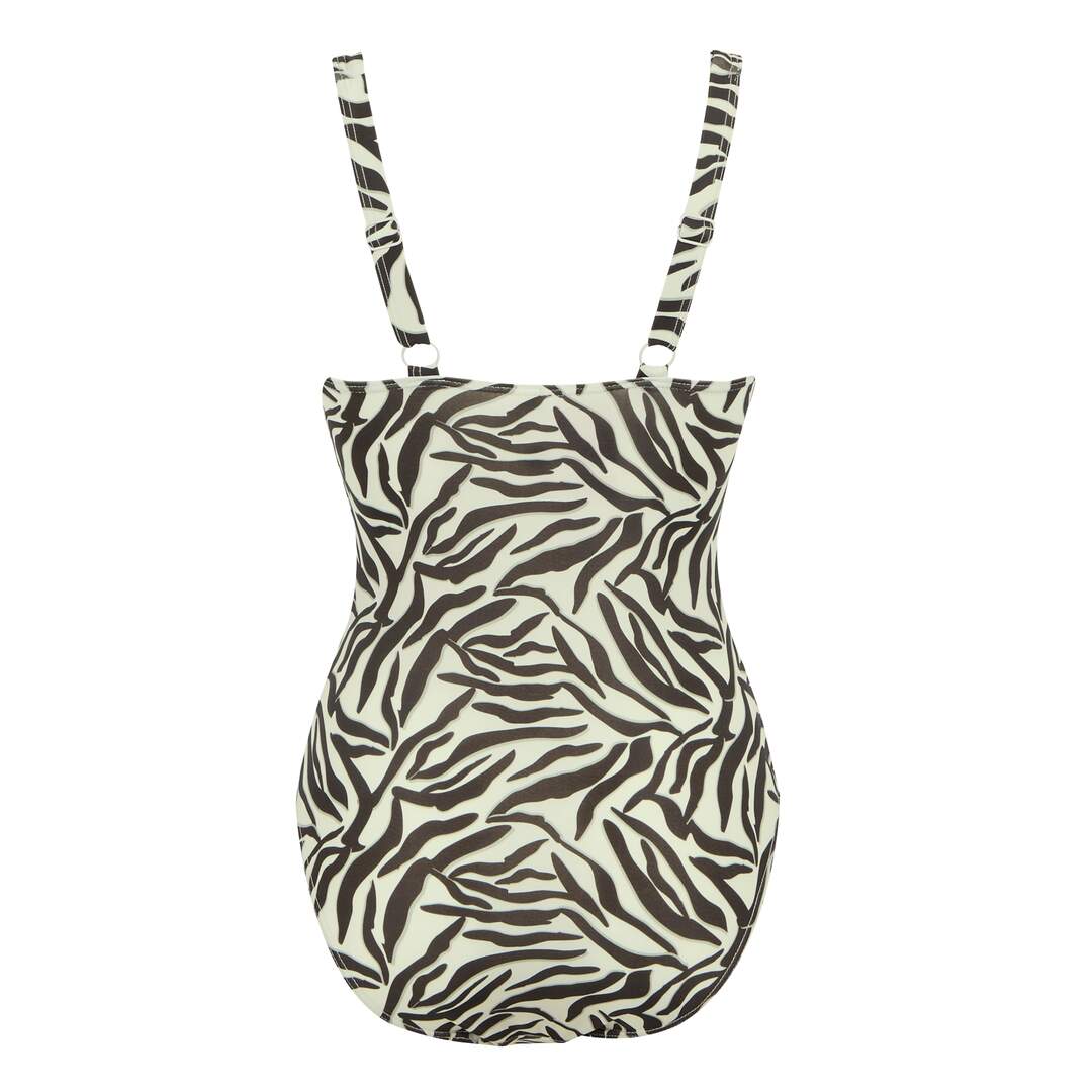 Womens/ladies sakari zebra print tummy control one piece swimsuit tonal grey Regatta-2