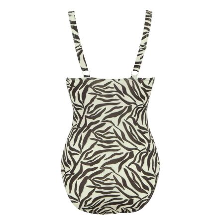 Womens/ladies sakari zebra print tummy control one piece swimsuit tonal grey Regatta