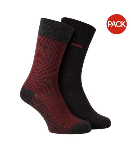 Lot De 2  Chaussettes Motif/style Pied-de-poule Homme Anthracite Boss