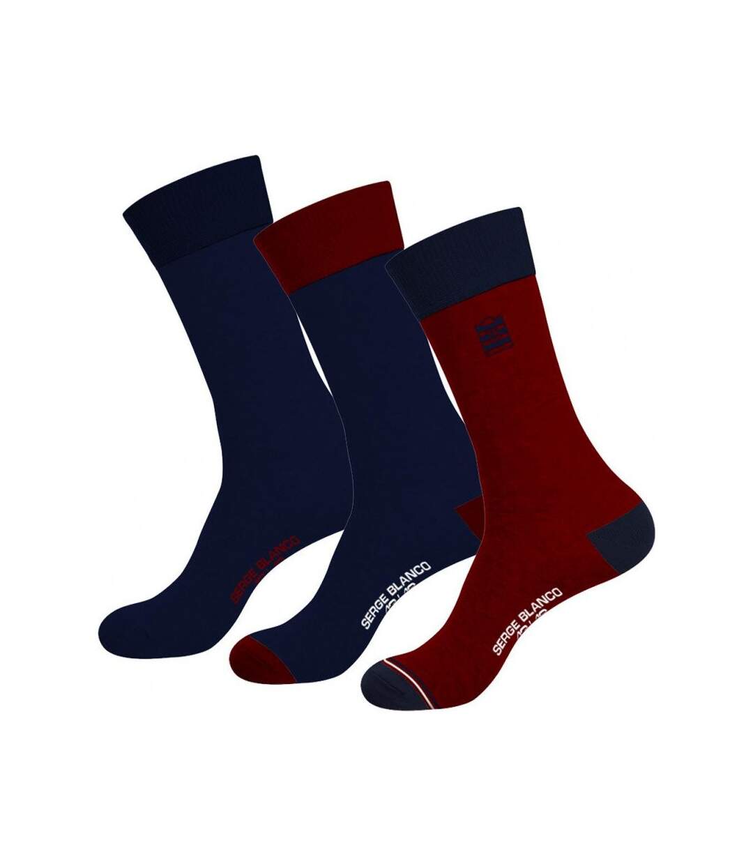 SERGE BLANCO Lot de 3 paires de Chaussettes Homme Coton CHVASS4 Marine Rouge-1