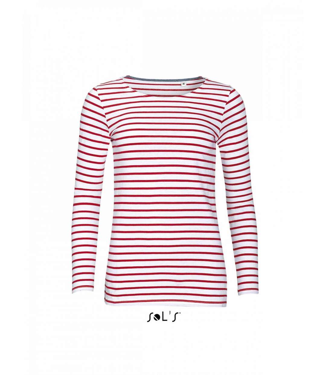 t-shirt rayé marinière femme - manches longues - 01403 - rouge
