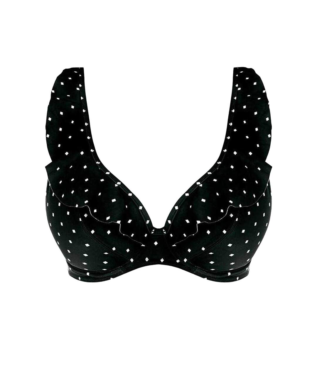 Haut De Maillot De Bain Motif/style Imprimé À Carreaux Losanges Cove Femme Noir Freya-2