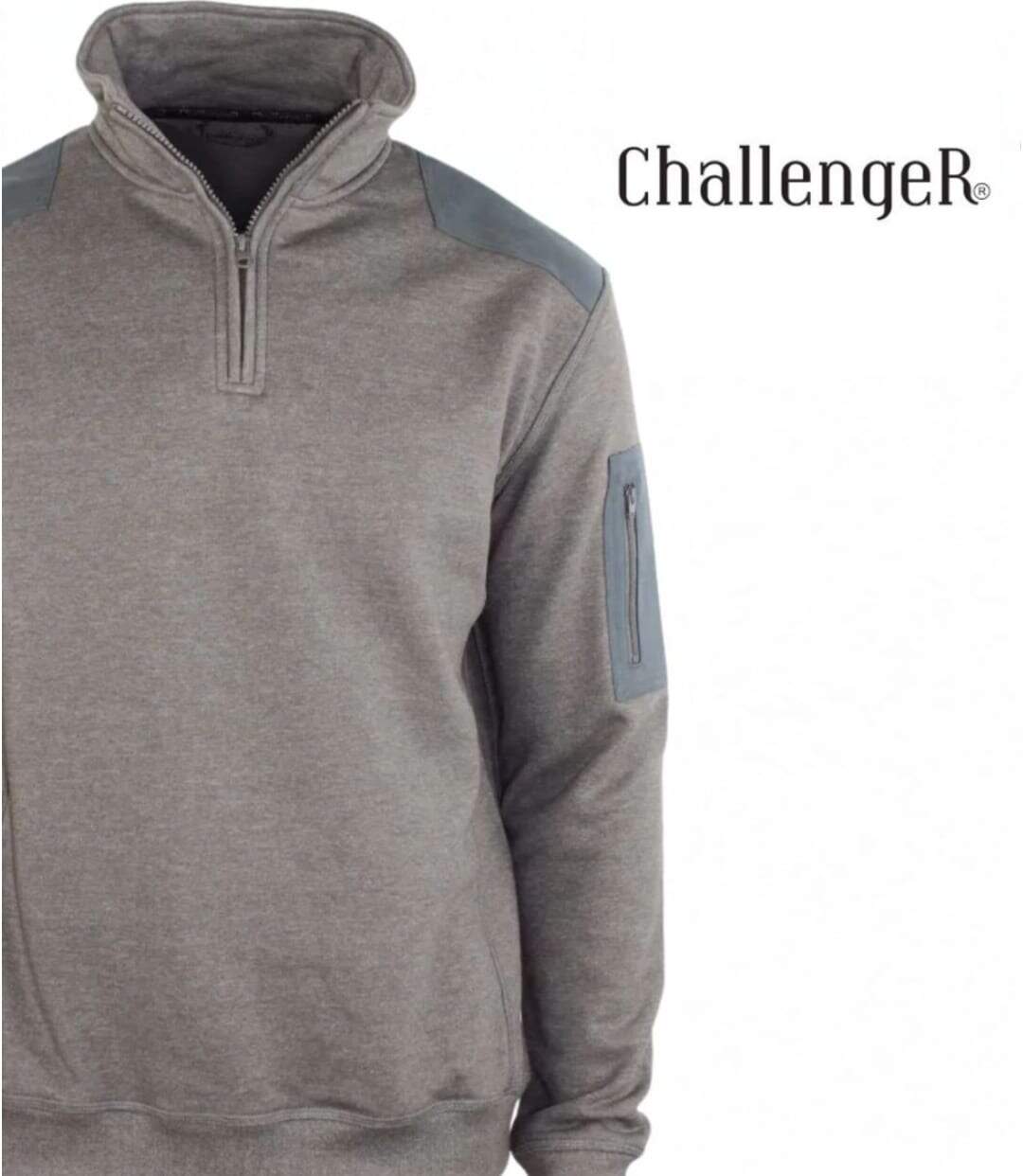 CHALLENGER PRODIGE3 — Sweat molleton col camionneur taupe chiné : chaleur et style technique-4