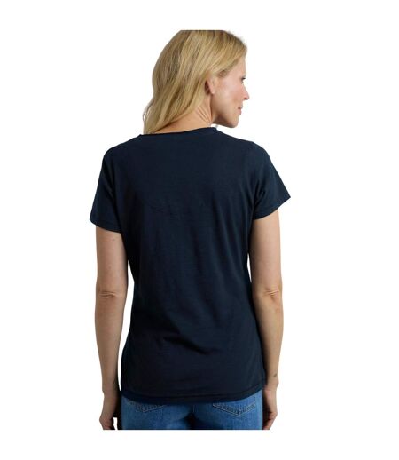 Womens/ladies no rain no flowers slub pocket t-shirt navy Weird Fish