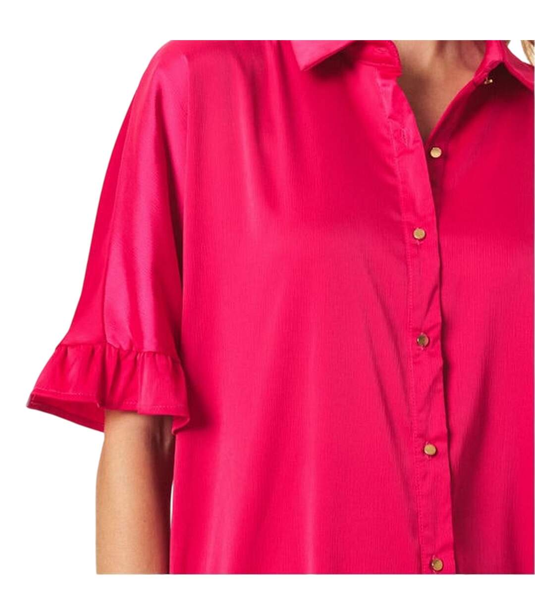 Womens/ladies Button Detail T-shirt Dress Hot Pink Print Ax-4