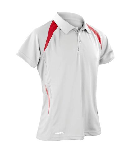 Spiro Mens Sports Team Spirit Performance Polo Shirt (White/Red) - UTRW1470