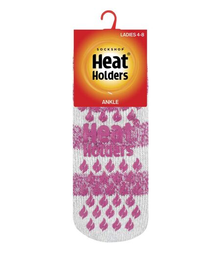 Heat Holders - Ladies Thermal Non Slip Ankle Slipper Socks | Striped