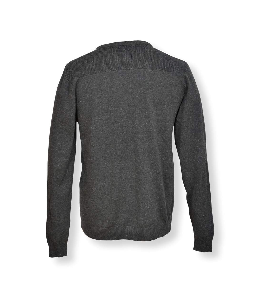 Pull homme col en V manches longues décontracté de couleur gris