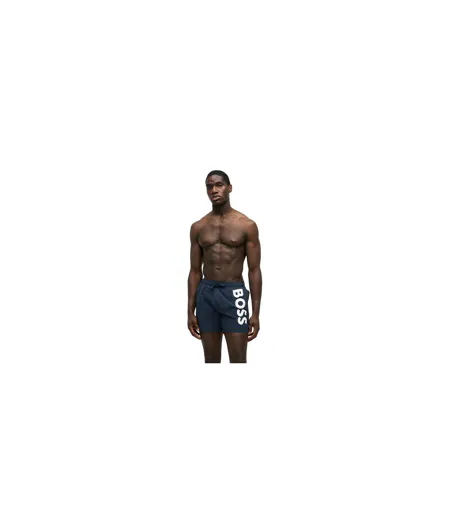 Mens Octopus Bold Logo Swim Shorts Navy Boss