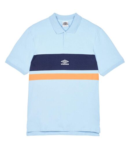 Umbro Mens Stripe Polo Shirt (Angel Blue/Ecru/Blazing Orange) - UTUO1986