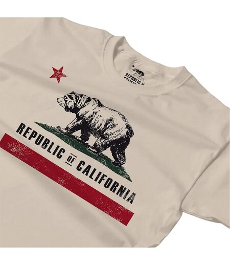 T-shirt Motif/style Imprimé Graphique Old Flag Homme Blanc Cassé Republic Of California