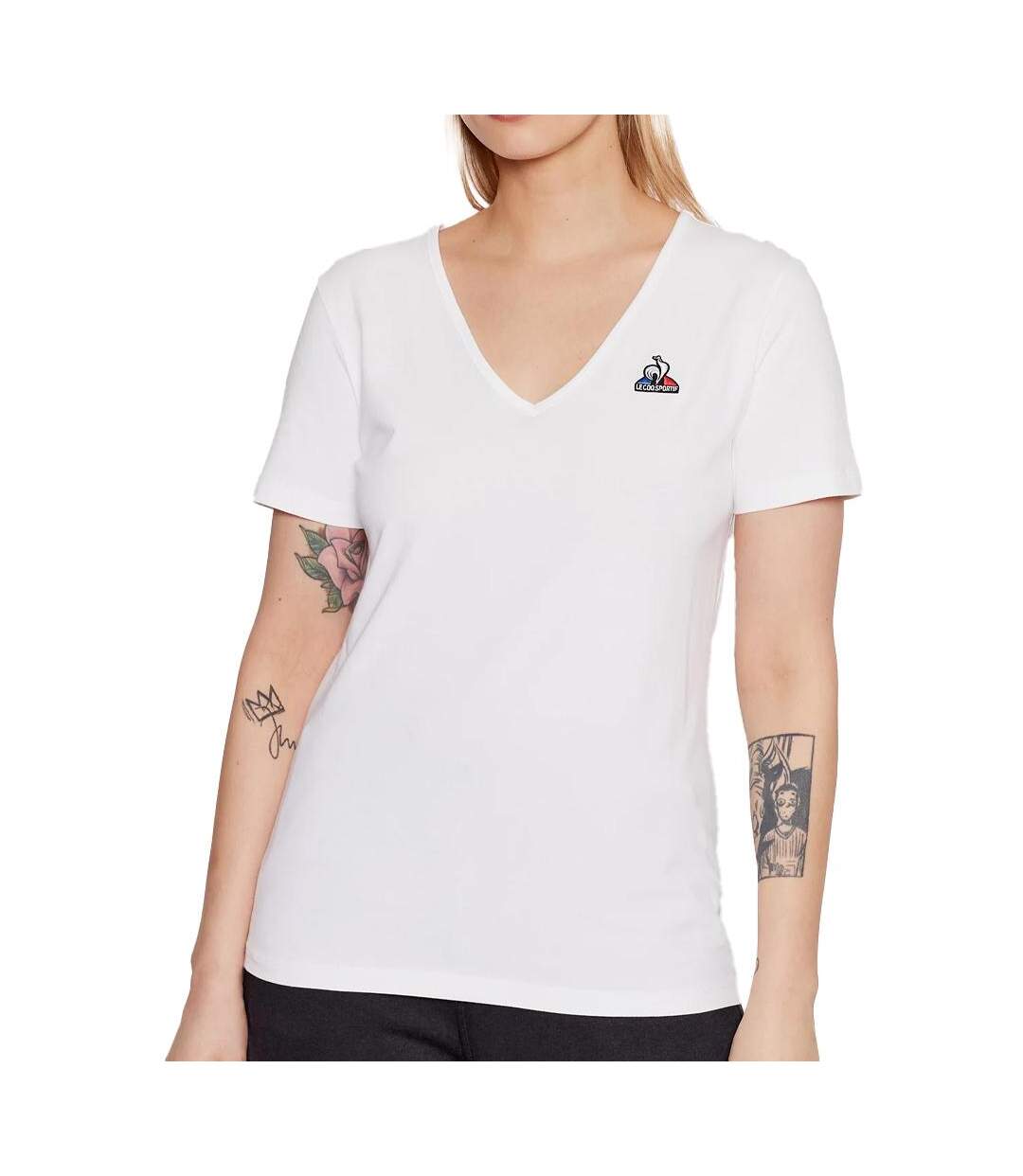 T-shirt blanc femme le coq sportif ess tee ss col-1