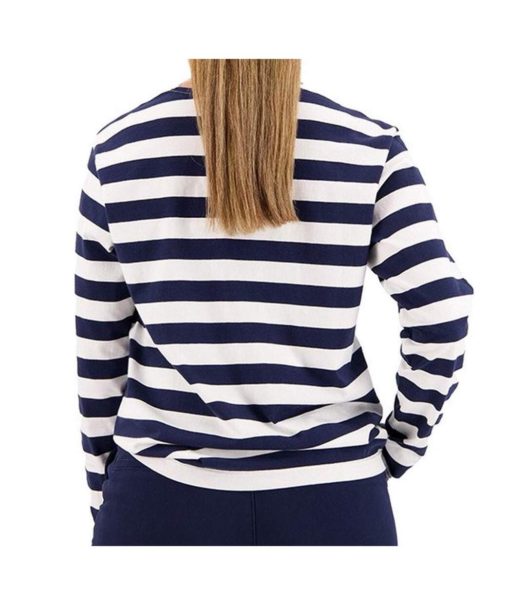 T-shirt Manches Longues Blanc/Marine Femme Dockers Boatneck - L