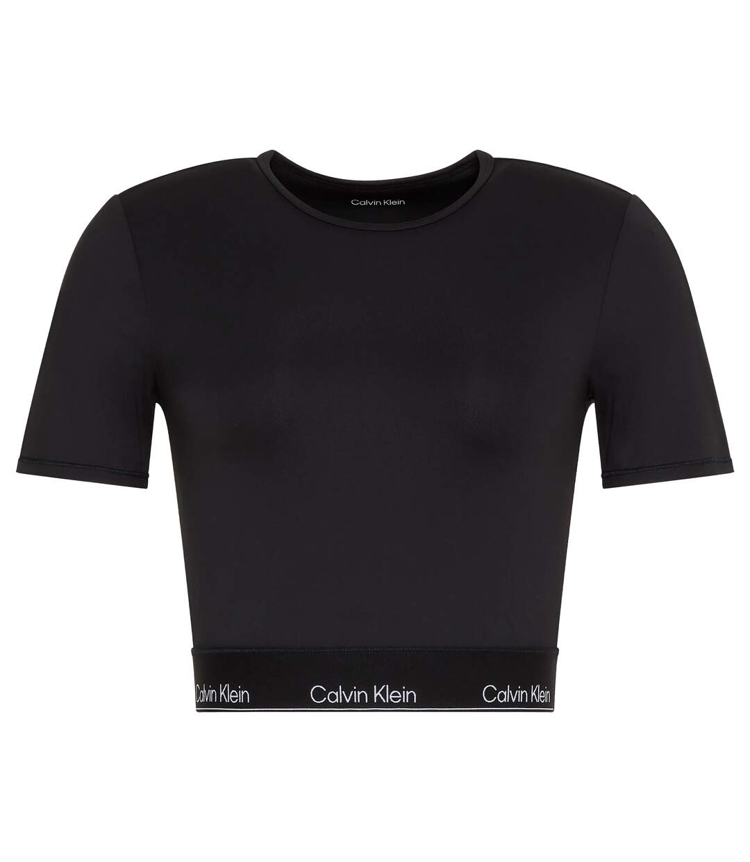 Womens/ladies Slim Crop T-shirt Black Calvin Klein-1