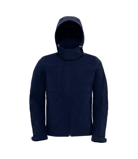 B&C Mens Hooded Softshell Breathable, Waterproof & Windproof Jacket (Fleece Lini (Navy Blue)