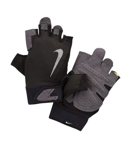 Mens Ultimate Heavyweight Fitness Fingerless Gloves Black White Grey Nike