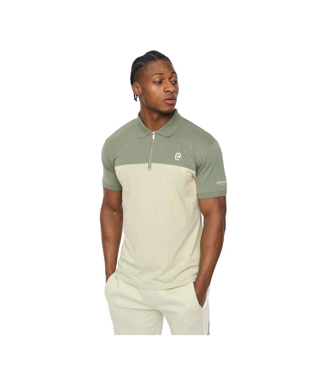 Polo Castlebay Homme Vert Kaki Clair Crosshatch-2