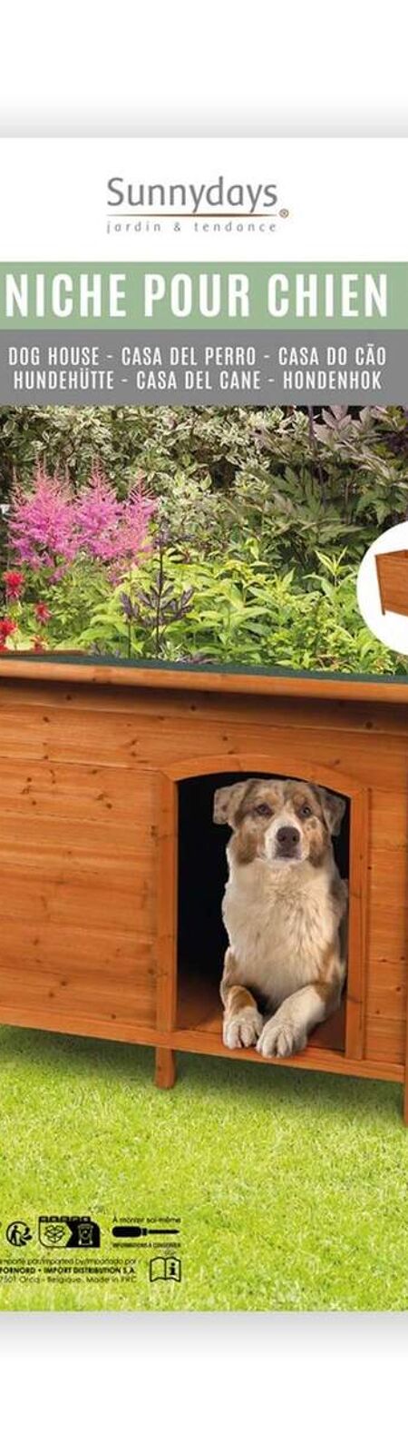 Niche pour chien Tao avec toit amovible en bois naturel
