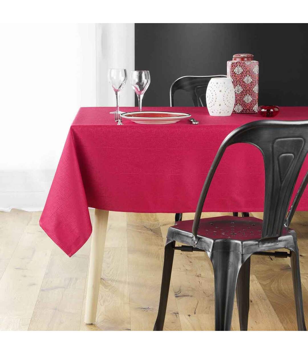 Nappe Jacquard Déco Debbie 140x240cm Rouge-3